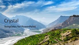  Presentation with river valley - Presentation design enhanced with spiti valley himachal pradesh india background and a light blue colored foreground