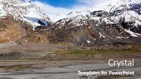  Presentation with village india - Beautiful presentation theme featuring spiti-valley-village-and-snowcapped backdrop and a tawny brown colored foreground