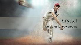  Presentation with baseball player - Beautiful slides featuring splash drops under stadium lights backdrop and a light gray colored foreground