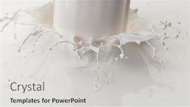  Presentation with milk dairy - Beautiful theme featuring splash-of-milk-in-closeup backdrop and a light gray colored foreground