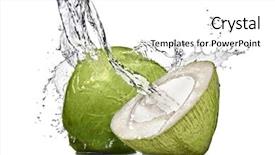  Presentation with coconut - Slide set with splash of water on green background and a white colored foreground