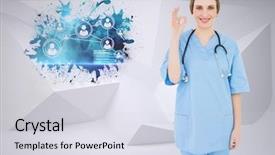  Presentation with global health - Presentation design with splash showing global community background and a  colored foreground