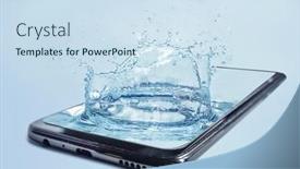  Presentation with smartphone - PPT theme with splashes-of-water background and a sky blue colored foreground