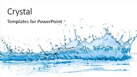 Presentation with blue water - Slide deck with splashing blue water on white background and a white colored foreground