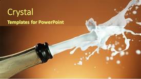  Presentation with celebration life - Beautiful slides featuring splashing champagne wine from bottle celebration still life new year's eve holiday backdrop and a tawny brown colored foreground