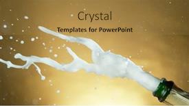  Presentation with celebration life - Theme with splashing champagne wine from bottle celebration still life new year's eve holiday background and a gold colored foreground