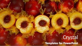  Presentation with splashing - PPT theme consisting of splashing-fresh-peaches-top-shot background and a tawny brown colored foreground