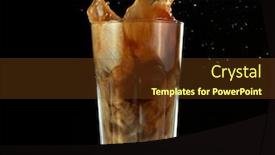  Presentation with freeze - PPT theme consisting of splashing-ice-coffee-drink background and a tawny brown colored foreground