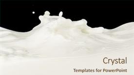  Presentation with milk splashing - Presentation consisting of splashing milk isolated on black background and a sky blue colored foreground