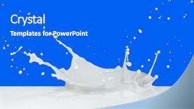  Presentation with milk splashing - Colorful slide set enhanced with splashing milk isolated on blue backdrop and a gray colored foreground