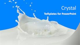  Presentation with milk splashing - PPT theme with splashing milk isolated on blue background background and a gray colored foreground