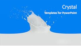  Presentation with milk splashing - PPT theme enhanced with splashing milk isolated on blue background and a  colored foreground