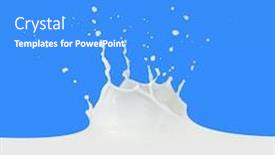  Presentation with milk splashing - Presentation theme having splashing milk isolated on blue background background and a cobalt blue colored foreground