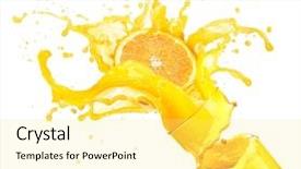  Presentation with orange juice - Slide deck with splashing orange juice with oranges background and a yellow colored foreground