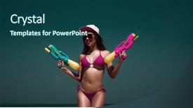  Presentation with pink sky - Audience pleasing PPT layouts consisting of splashing water with water gun backdrop and a ocean colored foreground