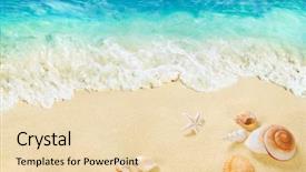  Presentation with seashore - Presentation design featuring splashing waves on the seashore background and a lemonade colored foreground