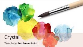  Presentation with abstract watercolor - PPT layouts consisting of splat - brush and abstract circle watercolor background and a coral colored foreground