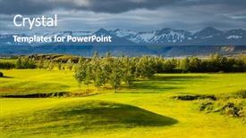  Presentation with golf course - PPT layouts enhanced with splendid iceland landscape with golf background and a teal colored foreground