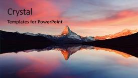  Presentation with colorful sunrise borobudur temple - Theme enhanced with splendid landscape with colorful sunrise background and a coral colored foreground