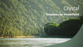  Presentation with nature river - PPT theme with splendid-morning-scene-in-summer background and a gray colored foreground