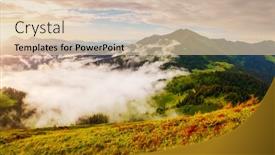  Presentation with green earth - Amazing presentation design having splendid-mountain-valley-is-covered backdrop and a lemonade colored foreground