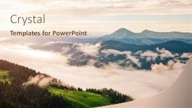  Presentation with green earth - Colorful presentation theme enhanced with splendid-mountain-valley-is-covered backdrop and a cream colored foreground