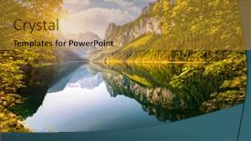  Presentation with alpine - Beautiful slide deck featuring splendid-scene-of-alpine-lake backdrop and a gold colored foreground