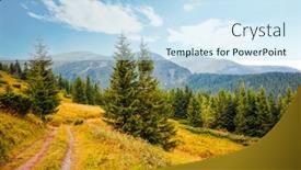  Presentation with earth day - PPT theme having splendid-summer-scene-of-mountains background and a sky blue colored foreground