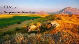  Presentation with rolling hills - PPT theme having splendid-summer-scene background and a light blue colored foreground