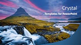  Presentation with iceland location famous place kirkjufellsfoss - Slides having splendid-summer-view background and a ocean colored foreground