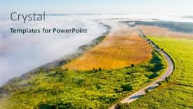  Presentation with earth land - PPT theme featuring splendid-view-from-a-drone background and a sky blue colored foreground