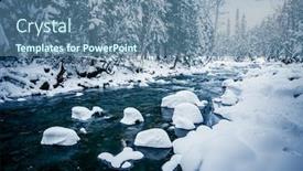  Presentation with earth day - Colorful presentation theme enhanced with splendid-view-of-frozen-stones backdrop and a ocean colored foreground