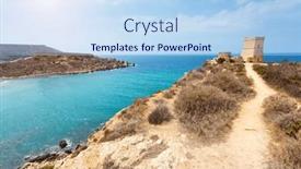  Presentation with malta - PPT theme with splendid-view-of-ghajn-tuffieha background and a light blue colored foreground