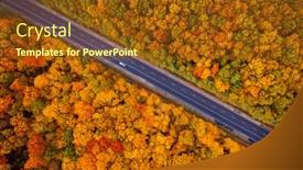  Presentation with autumn view autumn nature - Cool new presentation theme with splendid-view-of-road-passing backdrop and a tawny brown colored foreground