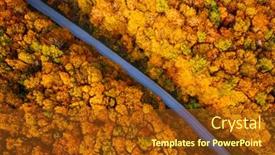  Presentation with autumn view autumn nature - PPT theme featuring splendid-view-of-road-passing background and a tawny brown colored foreground