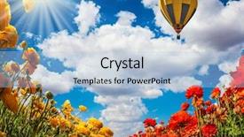  Presentation with hot spring - Colorful presentation theme enhanced with splendor of flowering multicolored buttercups backdrop and a light blue colored foreground