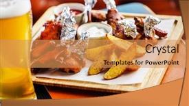  Presentation with bbq - Audience pleasing slide set consisting of splice - bbq buffalo wings with beer backdrop and a yellow colored foreground