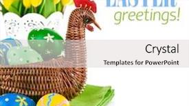  Presentation with white easter lily flowers - Cool new slide deck with splice - easter egg in basket backdrop and a  colored foreground