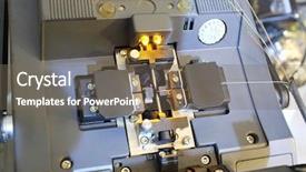  Presentation with fiber optic - Slide set having splice - welding machine fiber-optic communication lines background and a violet colored foreground