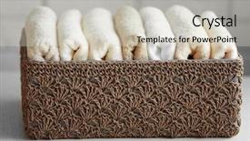  Presentation with wicker - PPT theme enhanced with splice - wicker basket with towels inside background and a  colored foreground