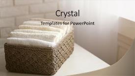  Presentation with wicker - Theme consisting of splice - wicker basket with towels inside background and a soft green colored foreground