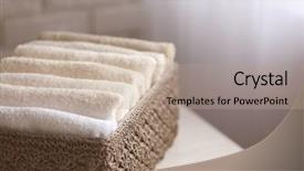  Presentation with rustic wood wooden frame - PPT theme featuring splice - wicker basket with towels inside background and a coral colored foreground