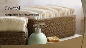  Presentation with soap nut - Presentation theme with splice - wicker basket with towels inside background and a mint green colored foreground