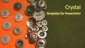  Presentation with green fashion - Colorful slide set enhanced with spline - fashion metal button on green backdrop and a tawny brown colored foreground