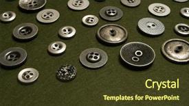  Presentation with green fashion - Audience pleasing PPT theme consisting of spline - fashion metal button on green backdrop and a tawny brown colored foreground
