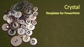  Presentation with green fashion - Slide set featuring spline - fashion metal button on green background and a tawny brown colored foreground