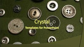  Presentation with green fashion - Audience pleasing presentation theme consisting of spline - fashion metal button on green backdrop and a tawny brown colored foreground