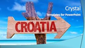  Presentation with croatia split - PPT theme consisting of split arrows - croatia wooden sign background and a cobalt blue colored foreground