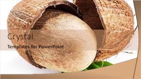  Presentation with coconut fruit - Beautiful theme featuring split-coconut-fruit-with-whole backdrop and a coral colored foreground
