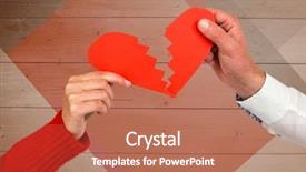  Presentation with broken heart - PPT theme featuring split coupling - close-up of couple holding broken background and a coral colored foreground